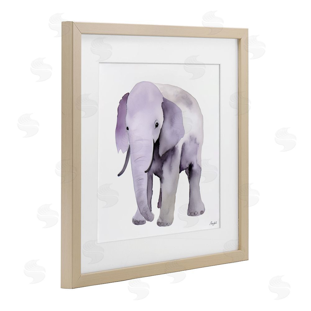 Roozbeh Kid's Minimal Elephant Brown Framed Print Under Glass with Mat Wall Art