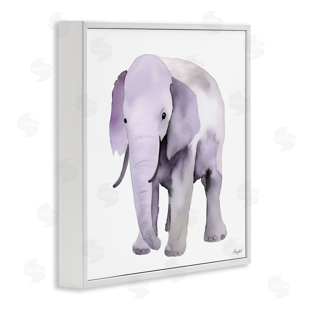 Roozbeh Kid's Minimal Elephant White Framed Giclee Wall Art Print