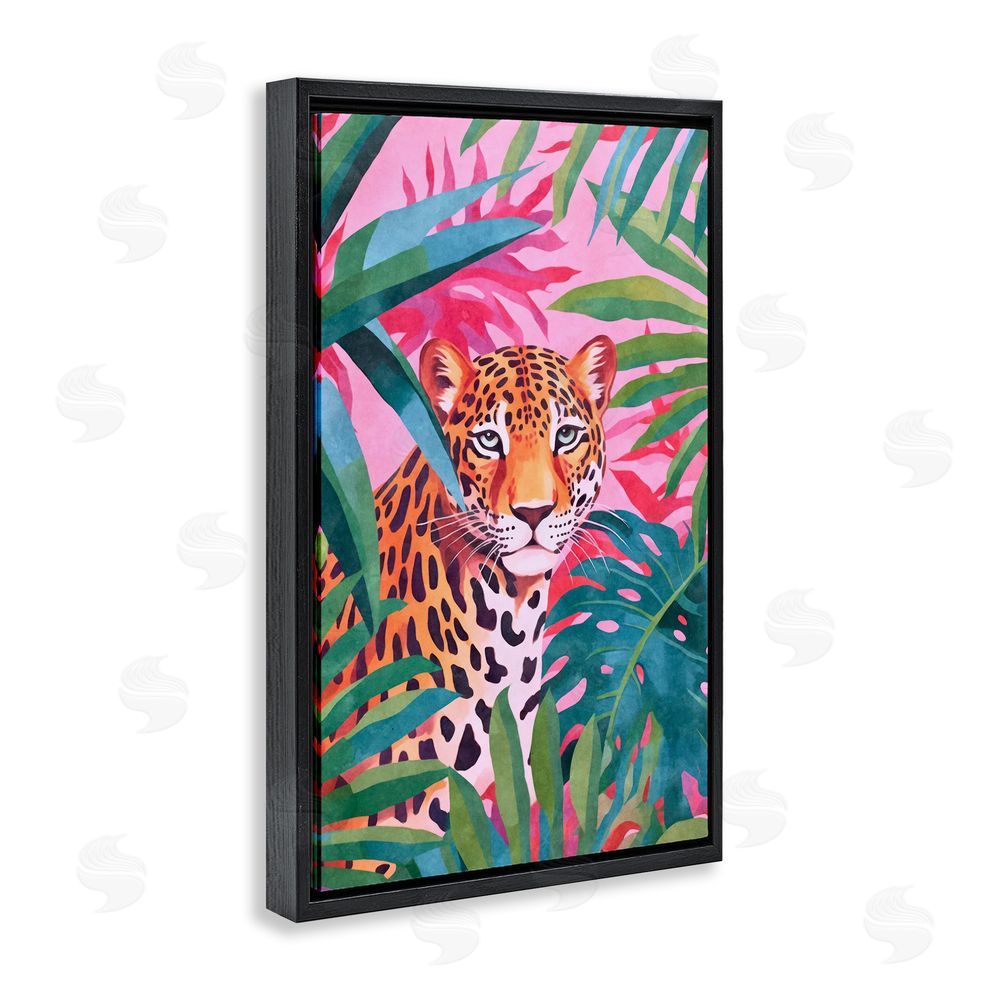 Andrea Haase Wild At Heart Leopard Black Floating Frame Canvas Wall Art Print