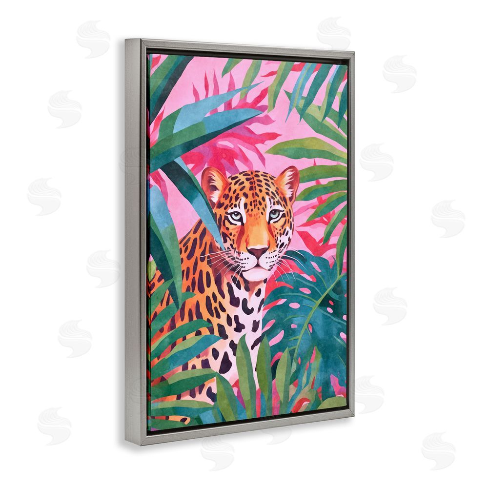 Andrea Haase Wild At Heart Leopard Gray Floating Frame Canvas Wall Art Print
