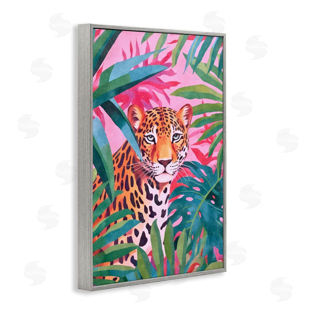 Andrea Haase Wild At Heart Leopard Gray Framed Giclee Wall Art Print