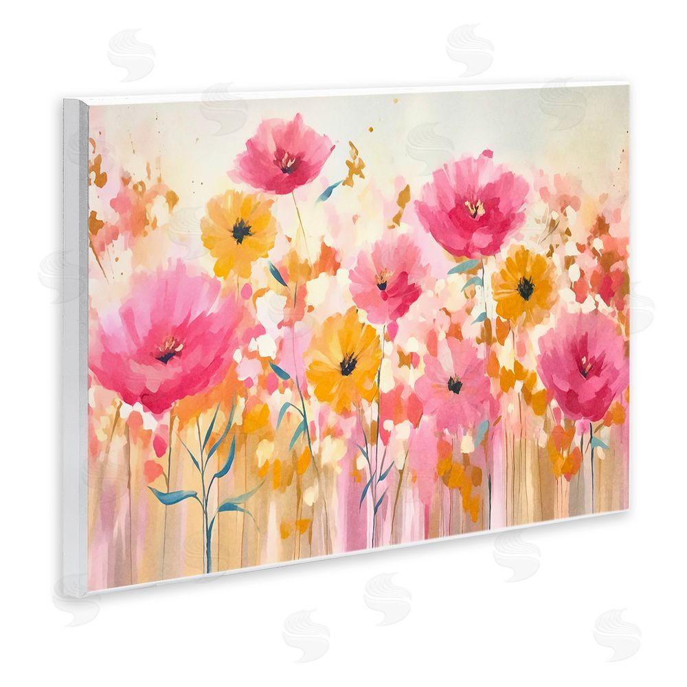 Andrea Haase Blooming Whimsy Pink & Yellow Wall Plaque Art Print