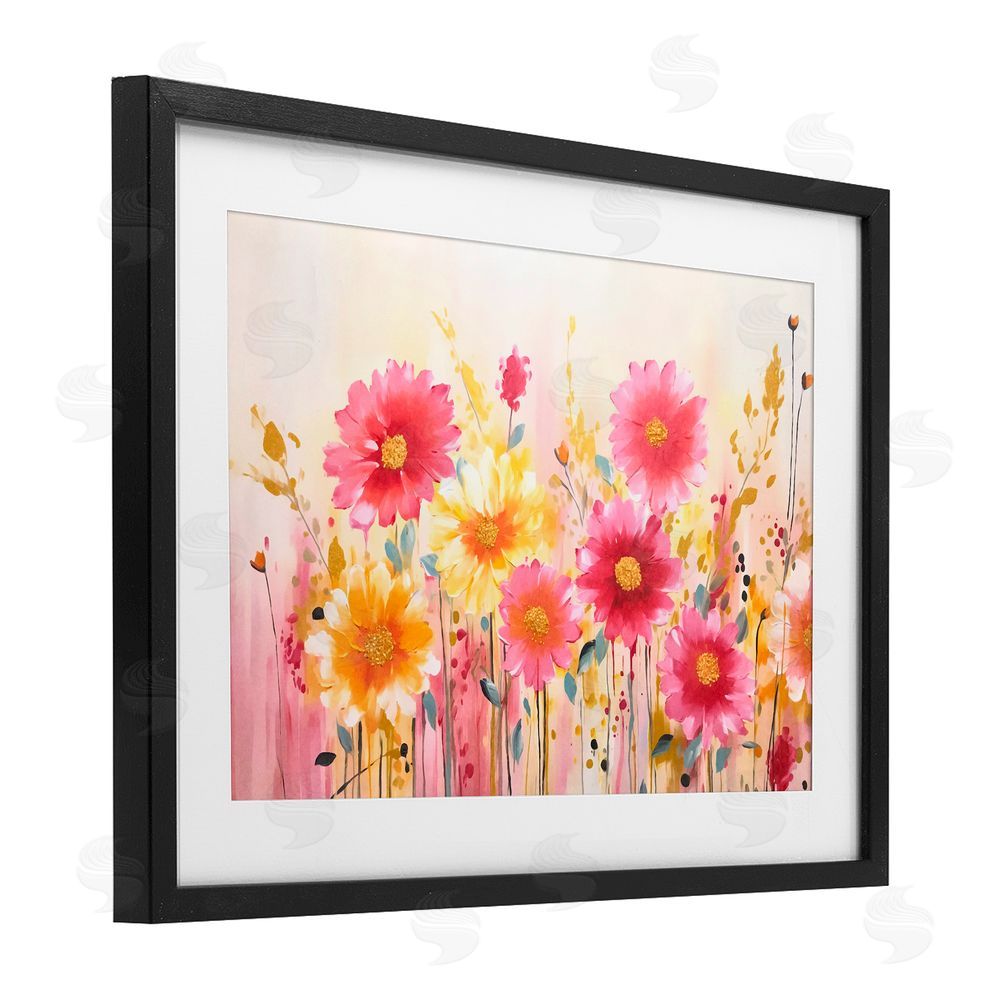 Andrea Haase Blush Blooming Whimsy Black Framed Print Under Glass Wall Art