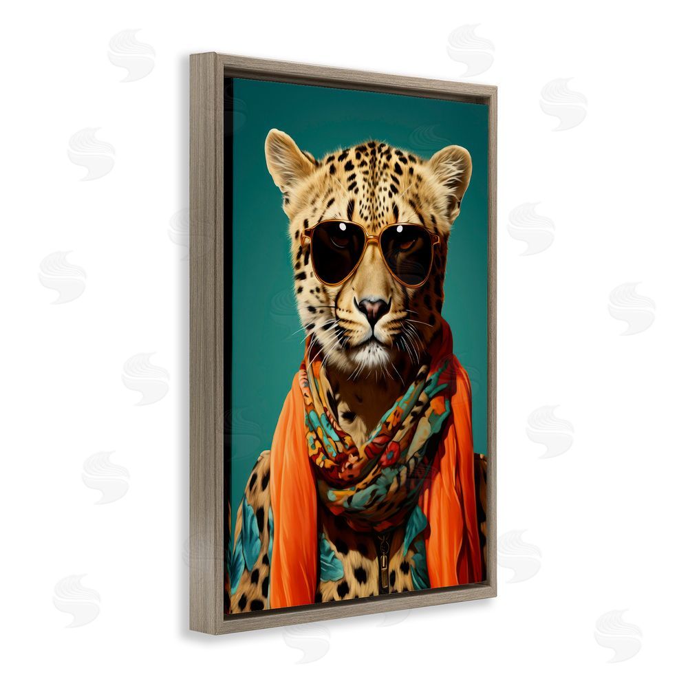 Andrea Haase Safari Glamour Leopard Brown Floating Frame Canvas Wall Art Print