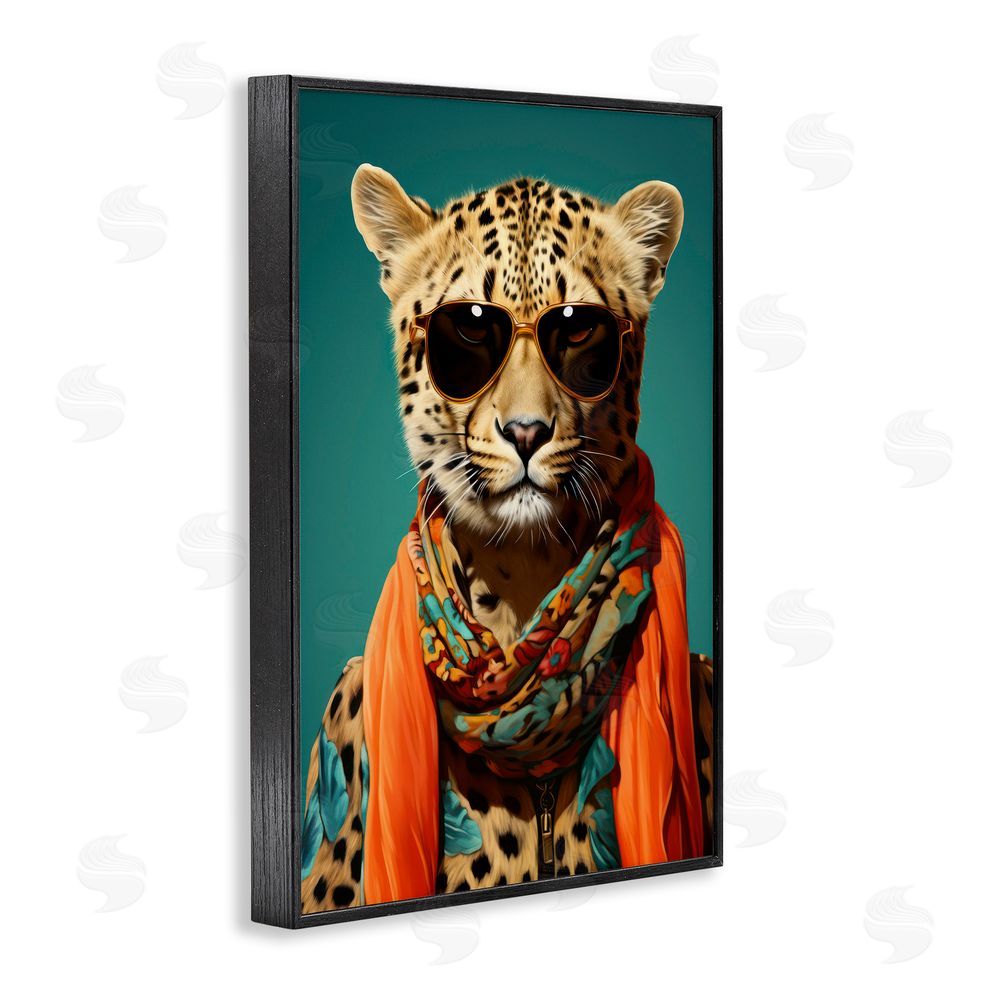 Andrea Haase Safari Glamour Leopard Black Framed Giclee Wall Art Print