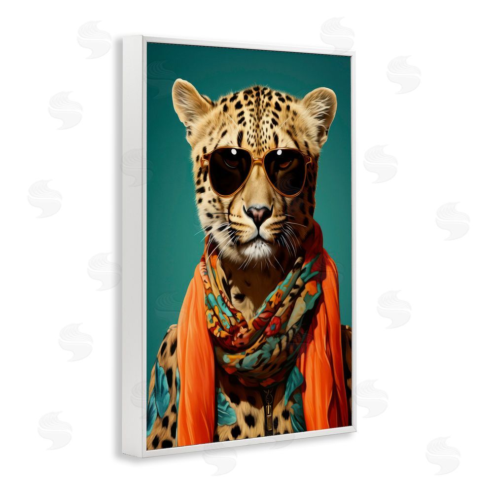 Andrea Haase Safari Glamour Leopard White Framed Giclee Wall Art Print
