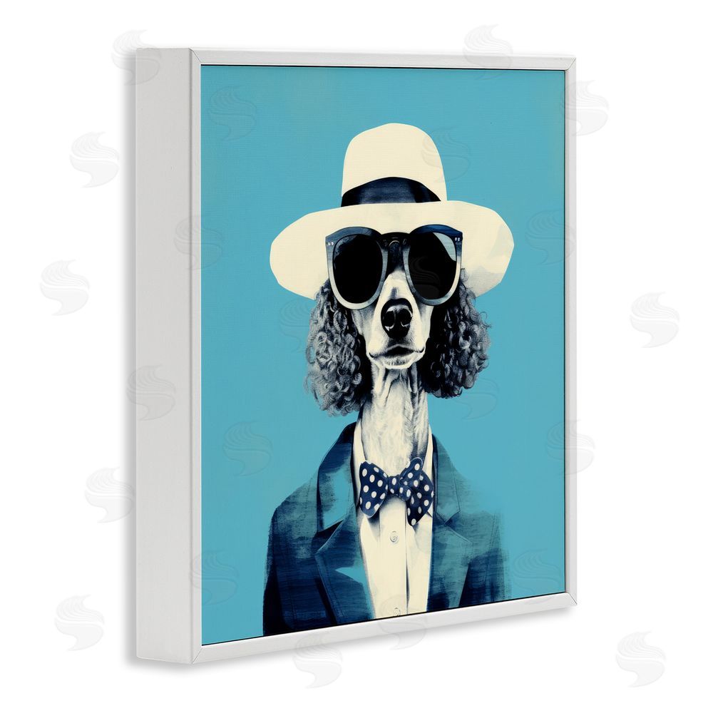 Ray Powers Canine Cool Retro Outfit White Framed Giclee Wall Art Print