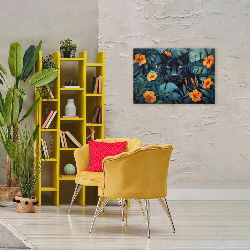 Ray Powers Hiding Panther's Paradise Stretched Canvas Wall Art in Room