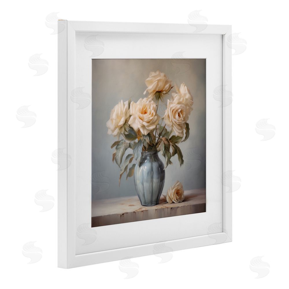 Steve Hunziker Vintage Rose Paragon White Framed Print Under Glass Wall Art