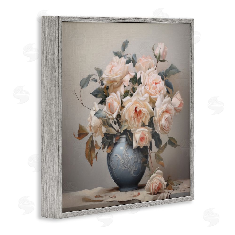 Steve Hunziker Rose Paragon Vase Gray Framed Giclee Wall Art Print