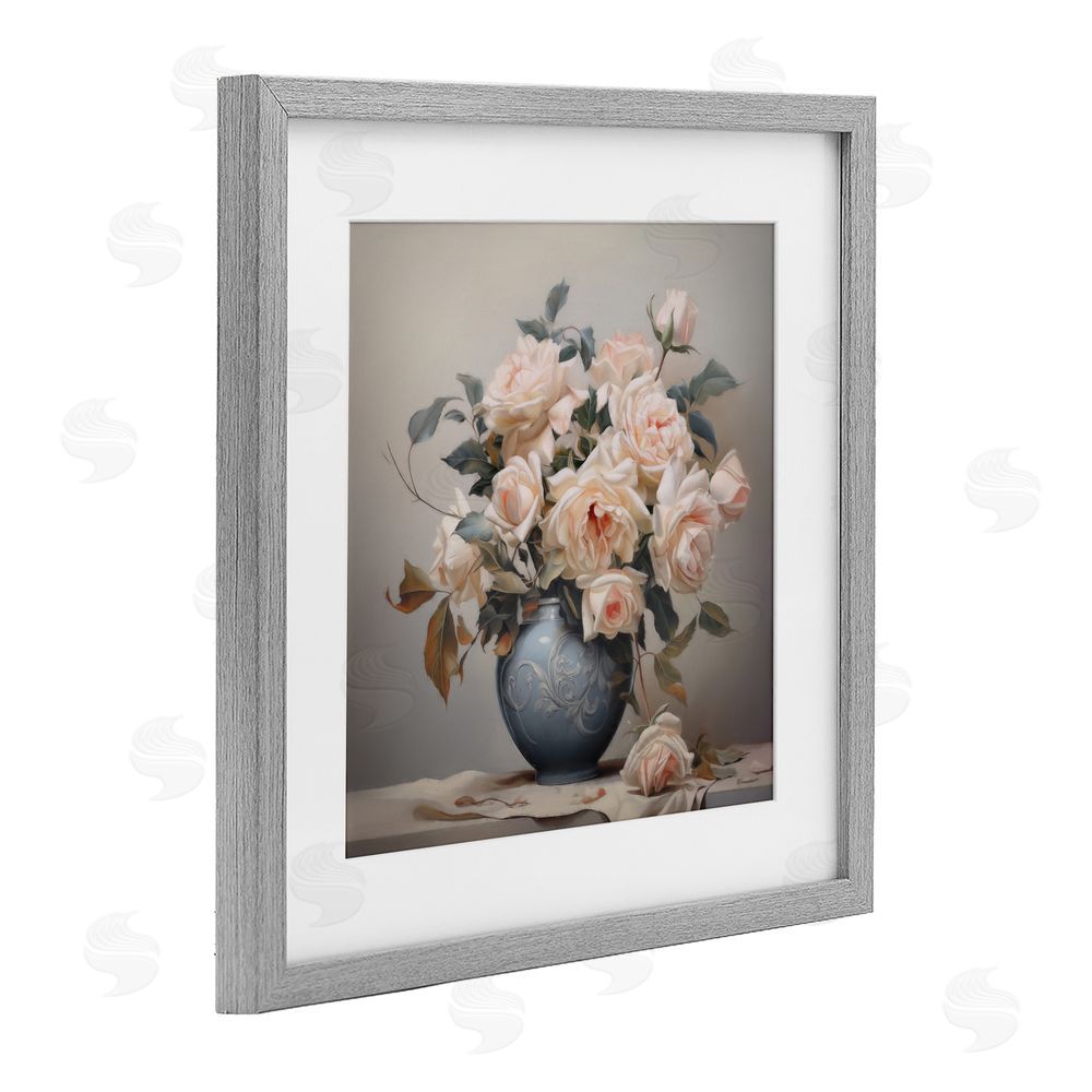 Steve Hunziker Rose Paragon Vase Gray Framed Print Under Glass Wall Art