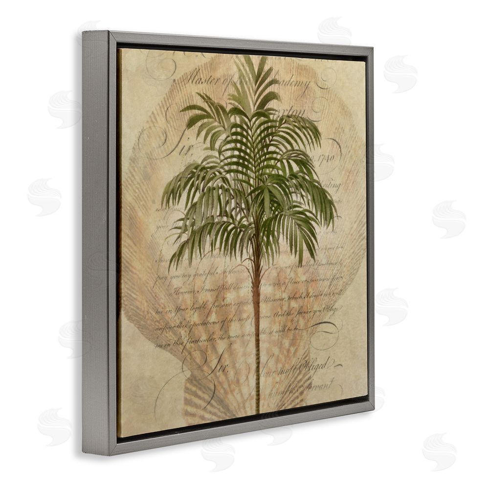 Steve Hunziker Subdued Tropics Palm Gray Floating Frame Canvas Wall Art Print