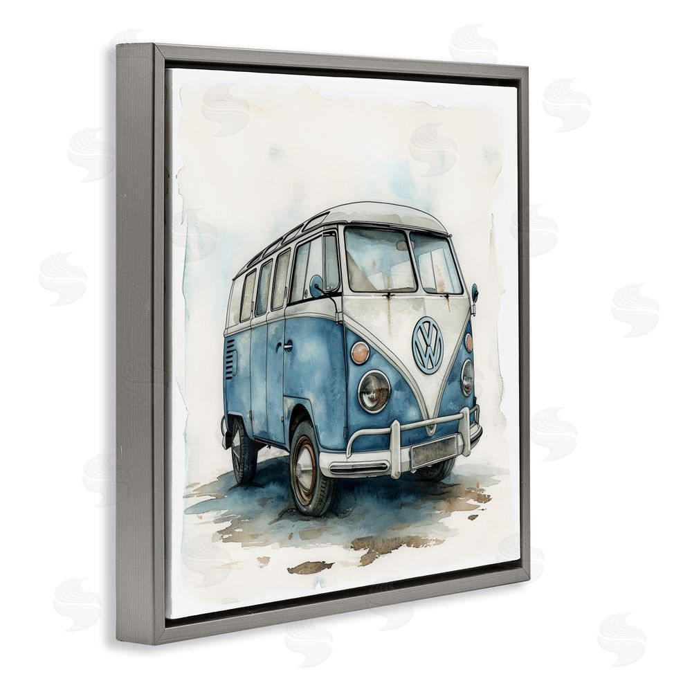 Ray Powers Sky Blue Surf Van Gray Floating Frame Canvas Wall Art Print