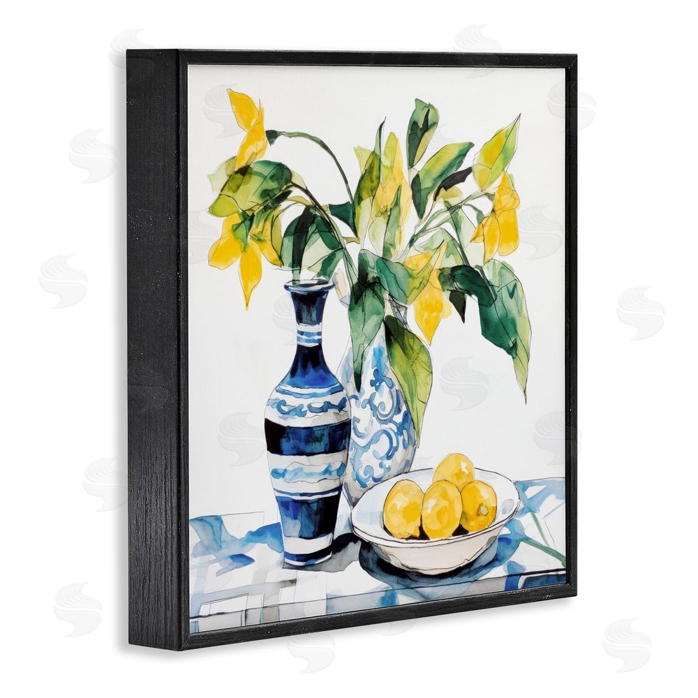 Ray Powers Lemons & Leaves Table Setting Blacked Framed Giclee Wall Art Print