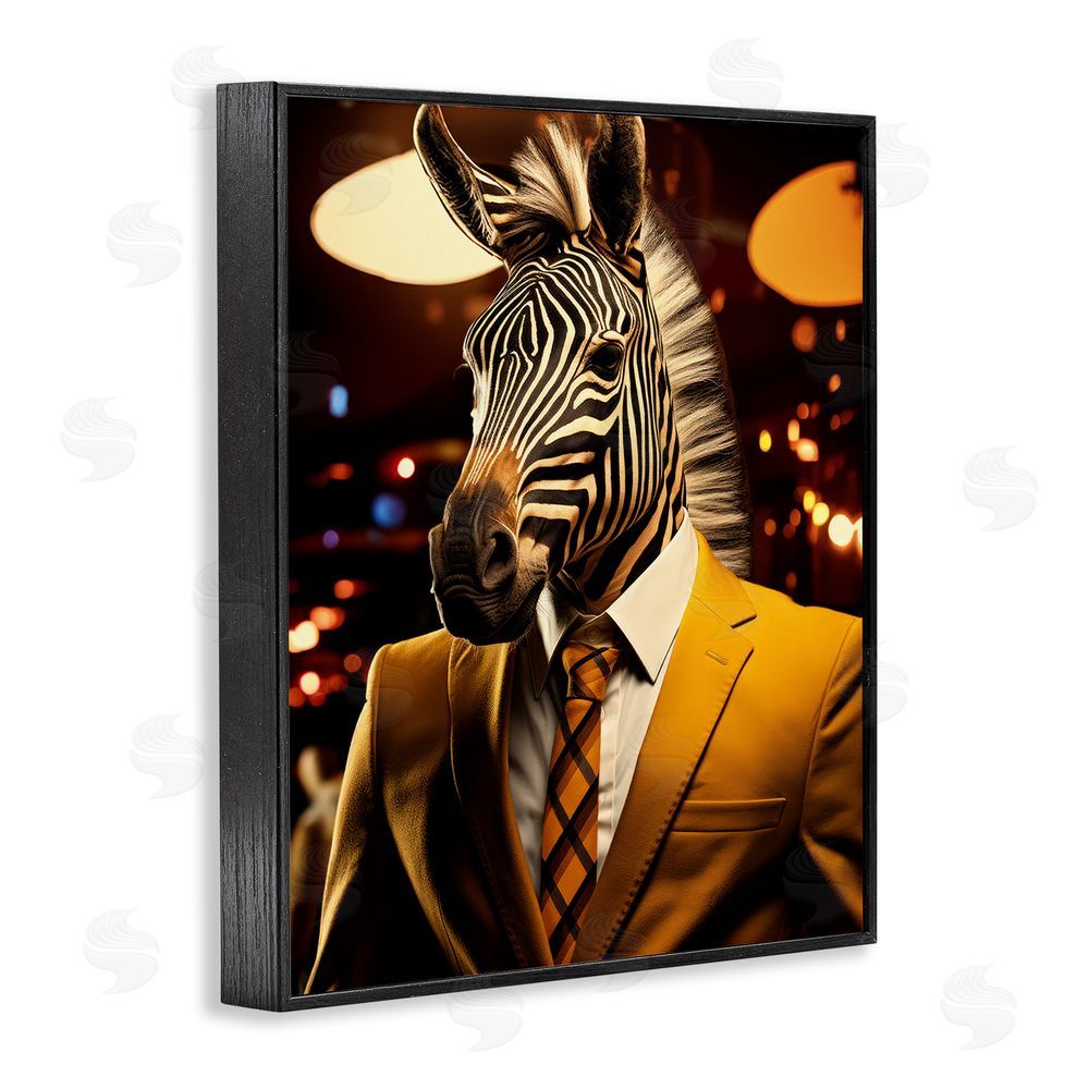 Ray Powers Trendy Debonair Zebra Black Framed Giclee Wall Art Print