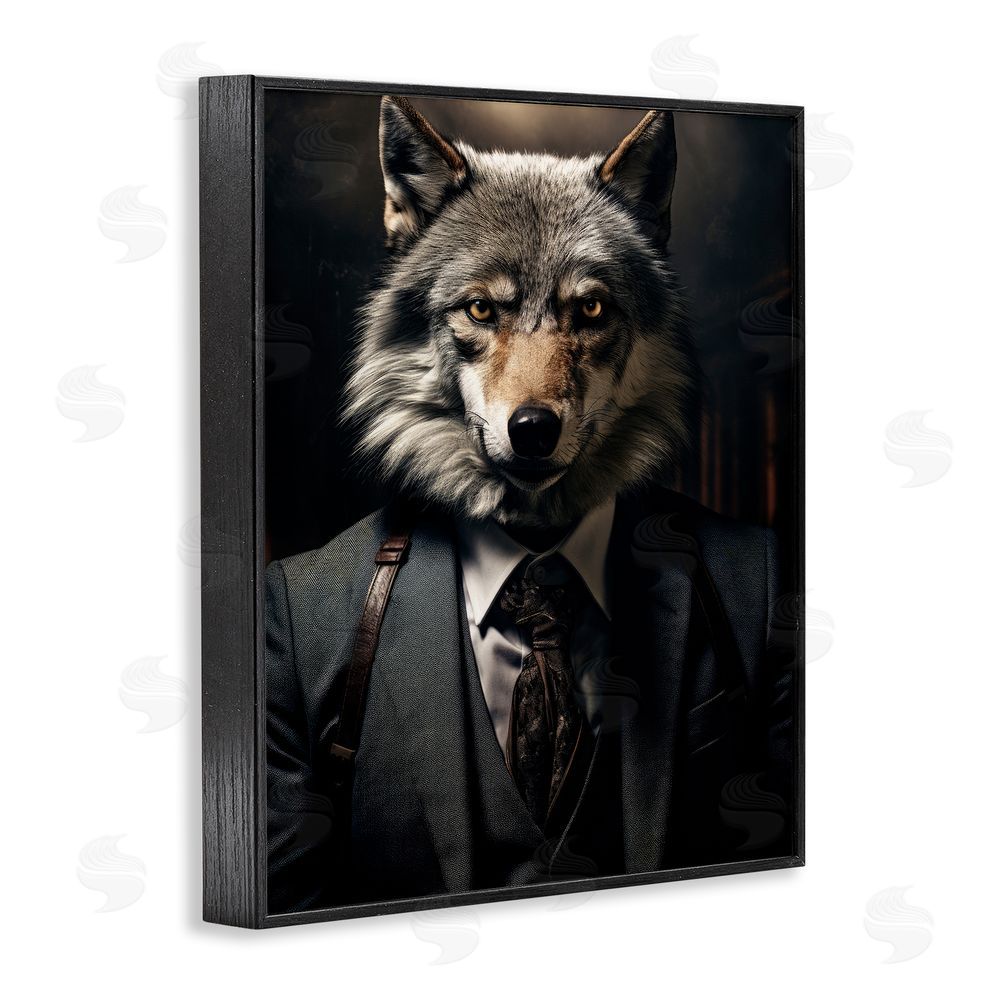 Ray Powers Trendy Wall Street Wolf Black Framed Giclee Wall Art Print