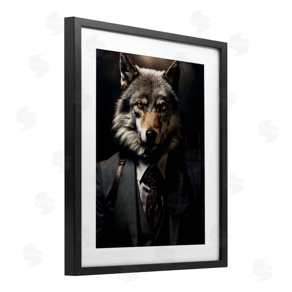Ray Powers Trendy Wall Street Wolf Black Framed Print Under Glass Wall Art