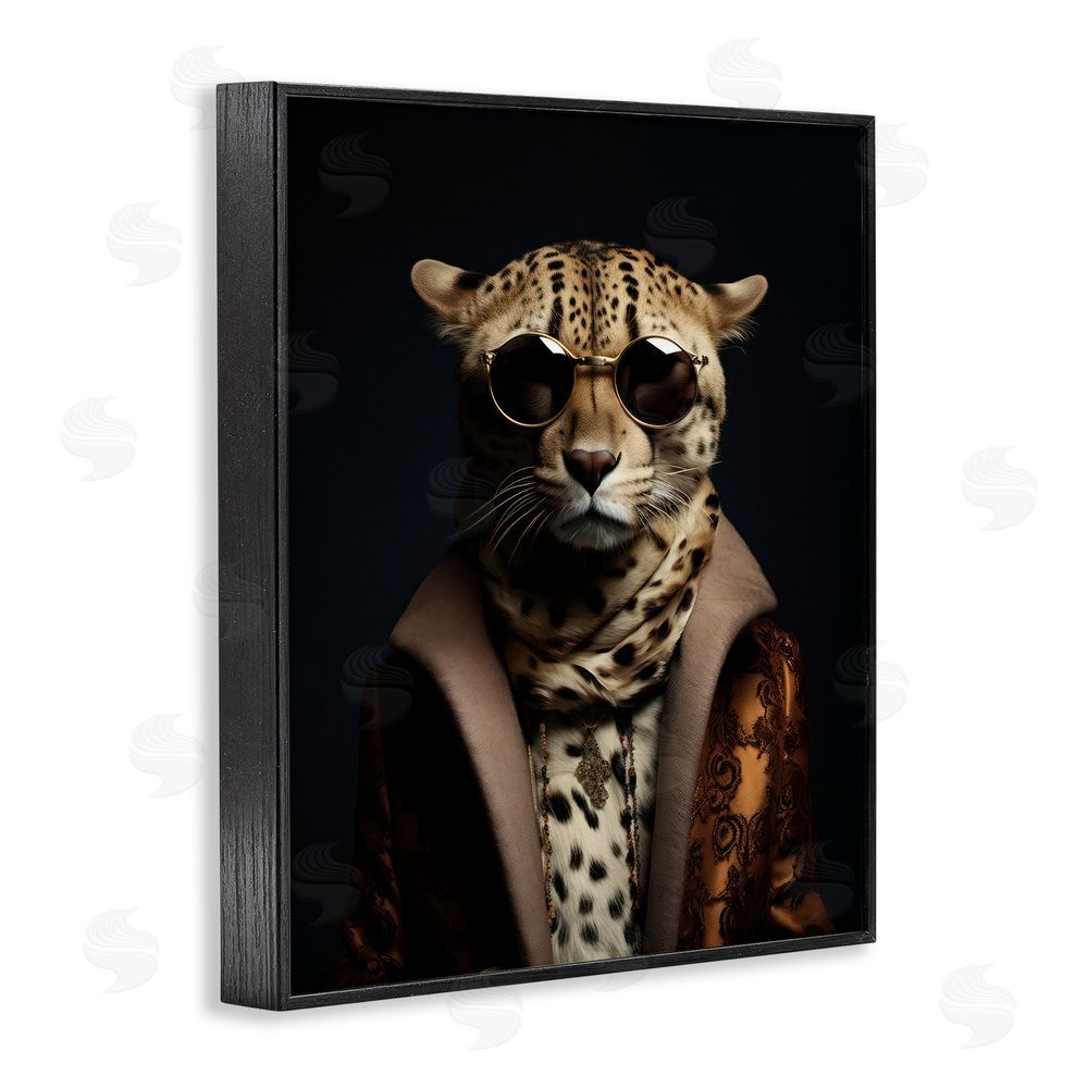 Andrea Haase Luxury Cat Couture Blacked Framed Giclee Wall Art Print