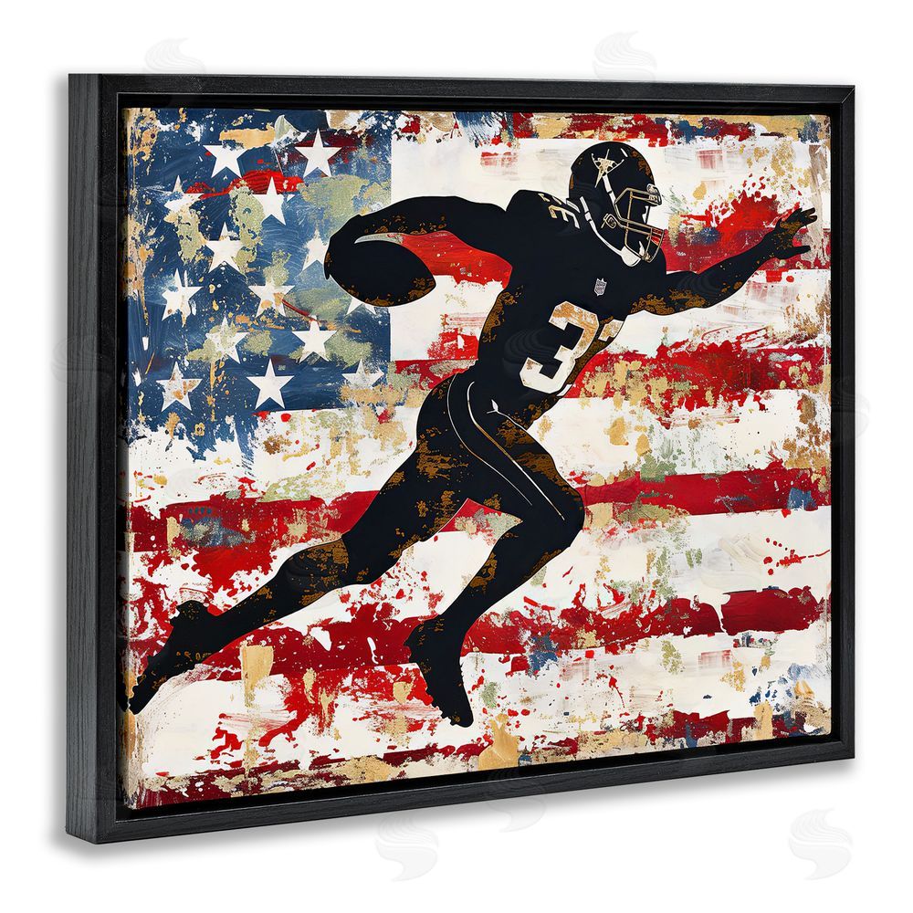 Ray Powers Gridiron Glory Player Black Floating Frame Canvas Wall Art