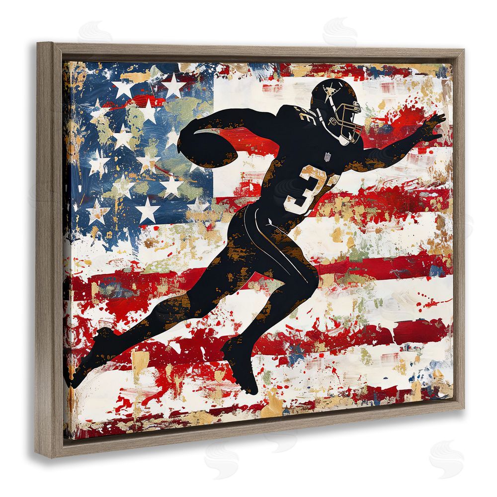 Ray Powers Gridiron Glory Player Brown Floating Frame Canvas Wall Art