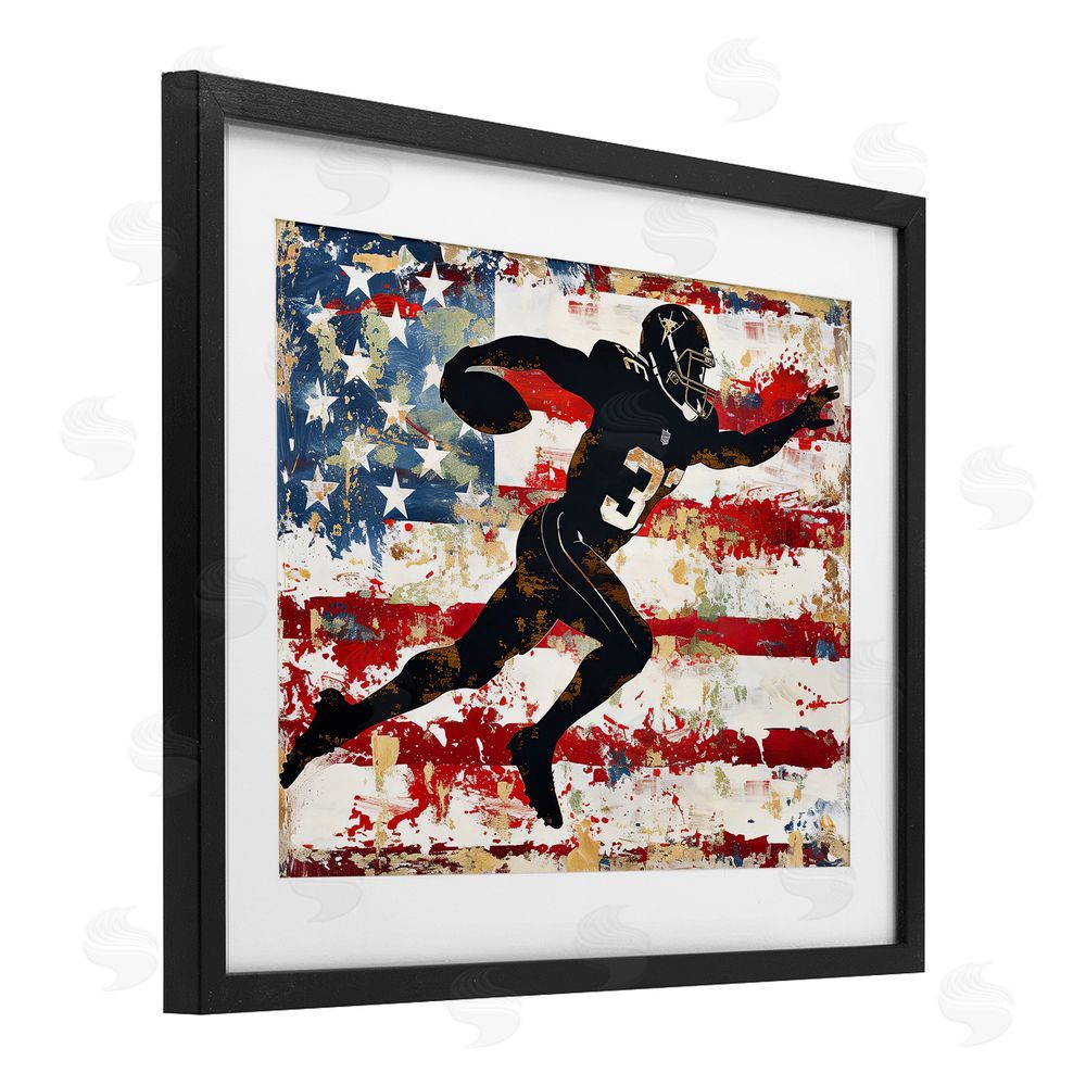 Ray Powers Gridiron Glory Player Black Framed Print Under Glass with Mat Wall Art