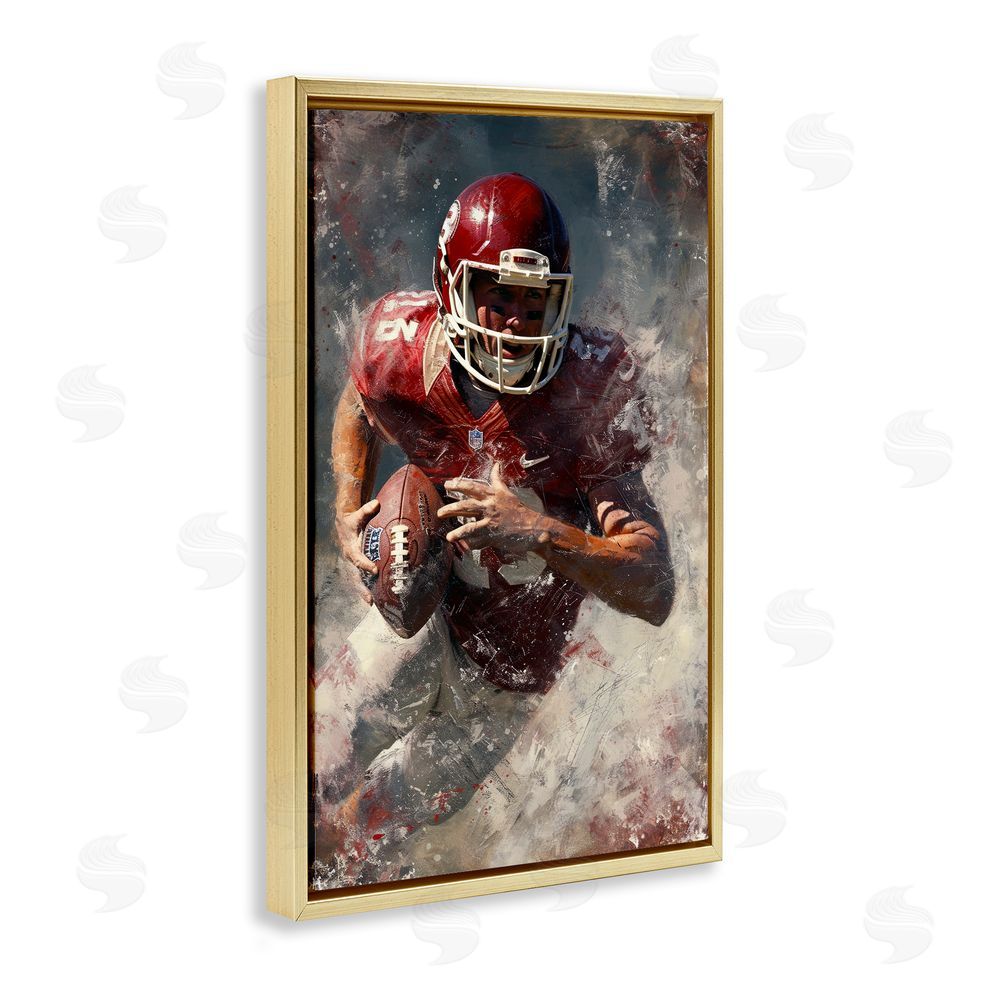 Ray Powers Eye On The End Zone Gold Floating Frame Canvas Wall Art
