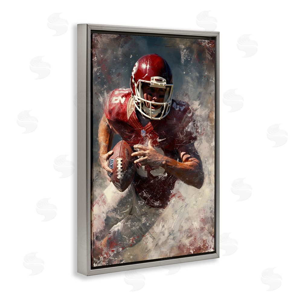 Ray Powers Eye On The End Zone Gray Floating Frame Canvas Wall Art
