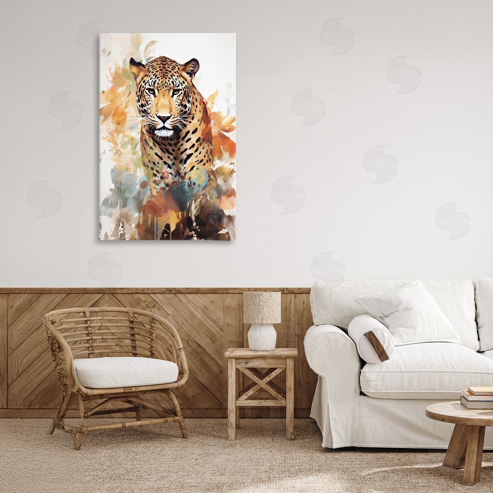 Ray Powers Wild Cheetah Grace Stretched Canvas Wall Art Print in Room