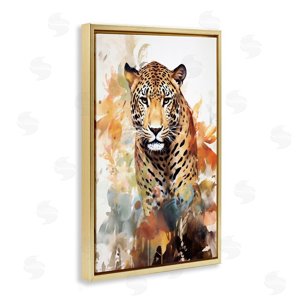 Ray Powers Wild Cheetah Grace Gold Floating Frame Canvas Wall Art Print