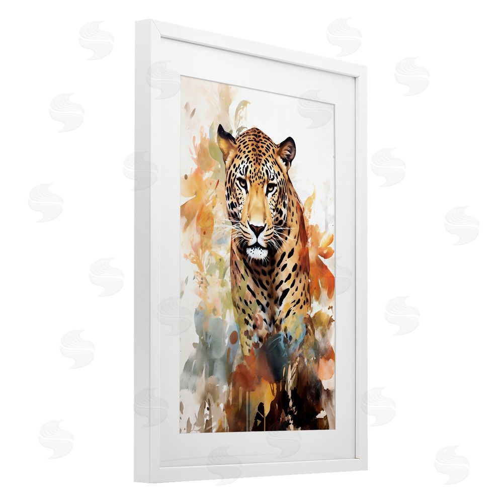 Ray Powers Wild Cheetah Grace White Framed Print Under Glass Wall Art