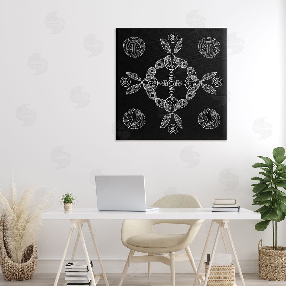 El Perkin Circular Symmetry Elementals Stretched Canvas Wall Art in Room