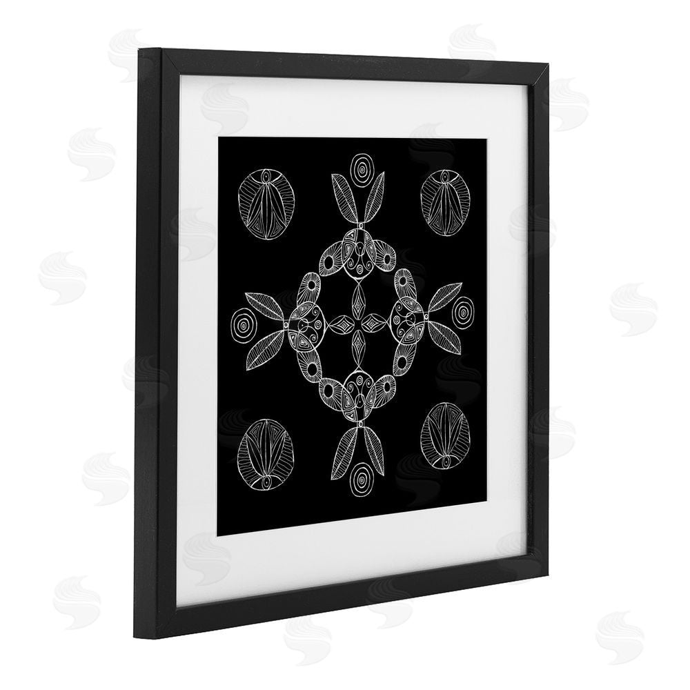 El Perkin Circular Symmetry Elementals Black Framed Print Under Glass Wall Art