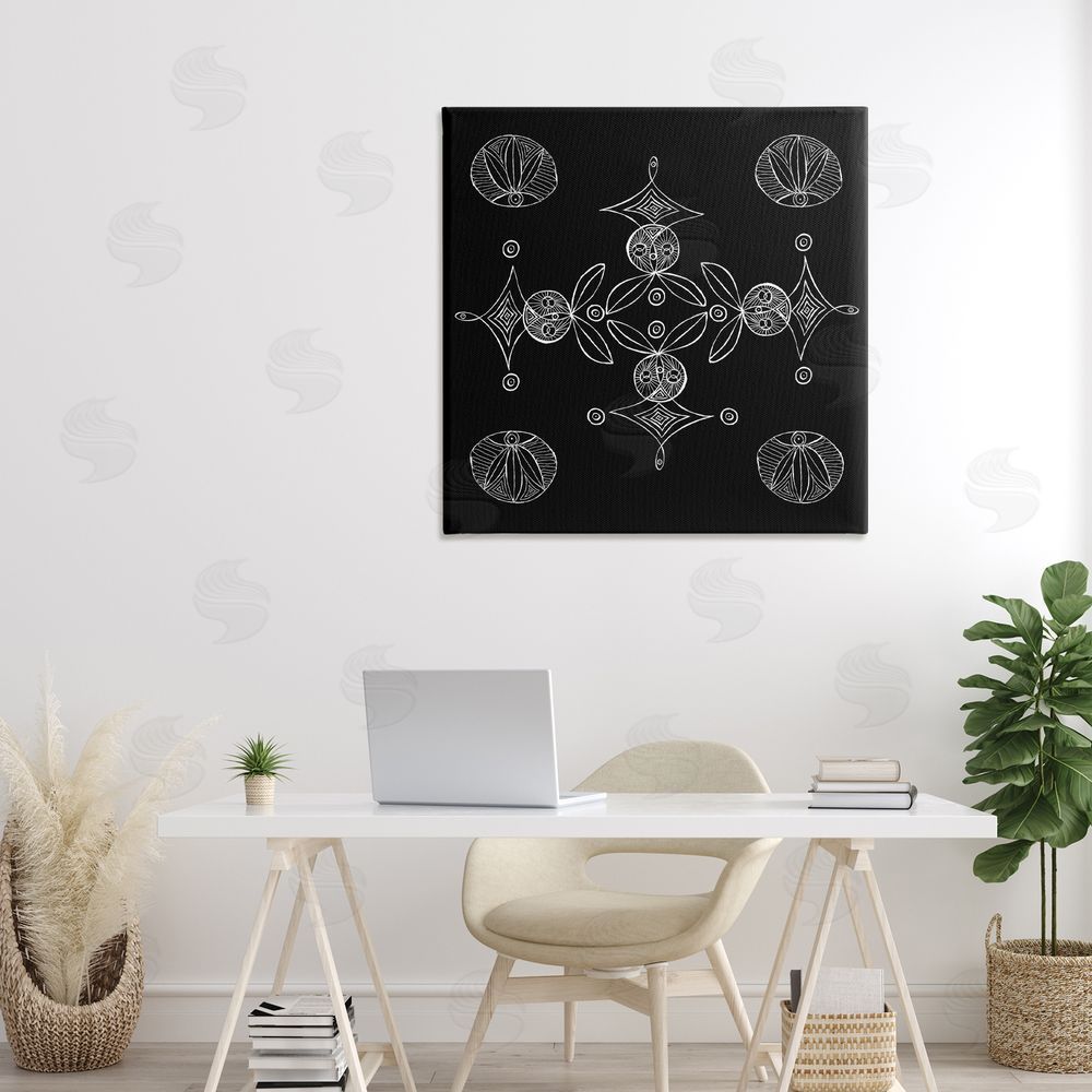 El Perkin Simple Monochrome Fractals Stretched Canvas Wall Art Print in Room