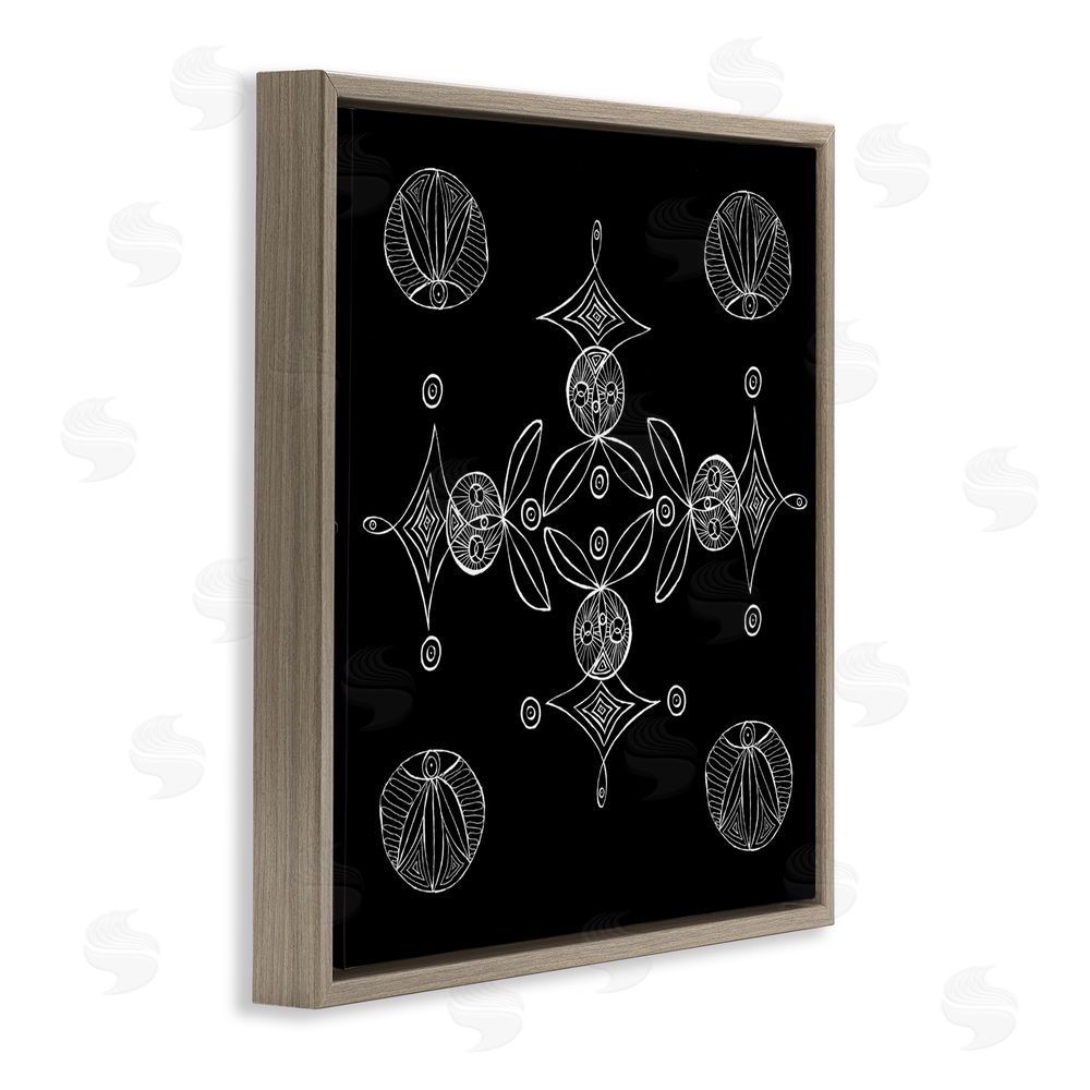 El Perkin Simple Monochrome Fractals Brown Floating Frame Canvas Wall Art Print
