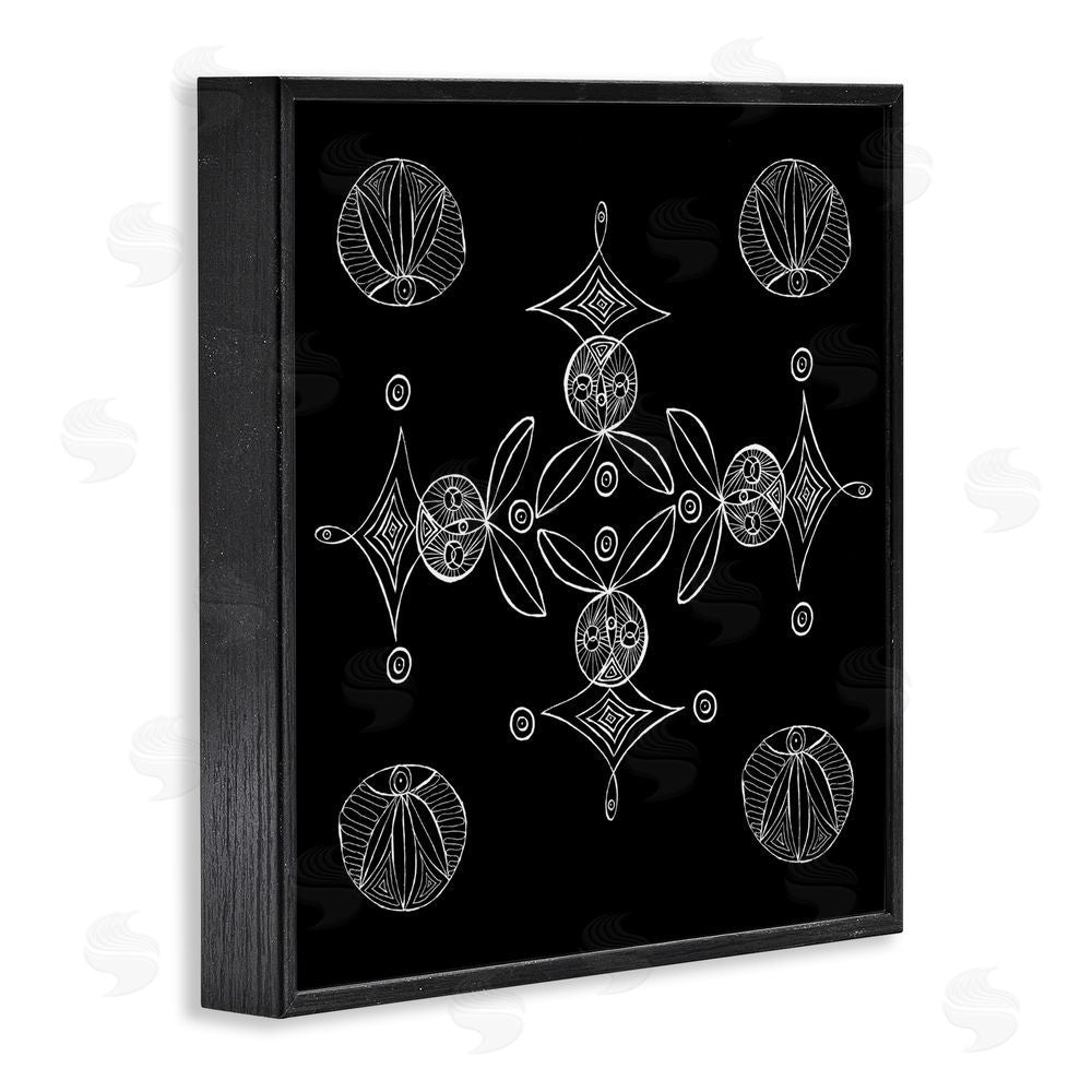 El Perkin Simple Monochrome Fractals Black Framed Giclee Wall Art Print