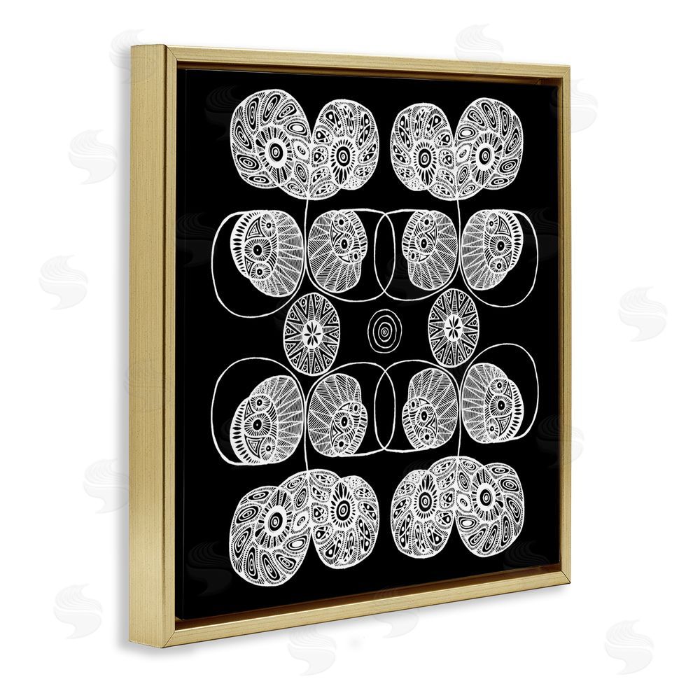 El Perkin Detailed Rounded Elementals Gold Floating Frame Canvas Wall Art