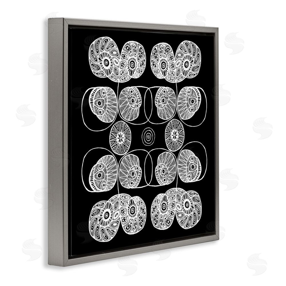 El Perkin Detailed Rounded Elementals Gray Floating Frame Canvas Wall Art