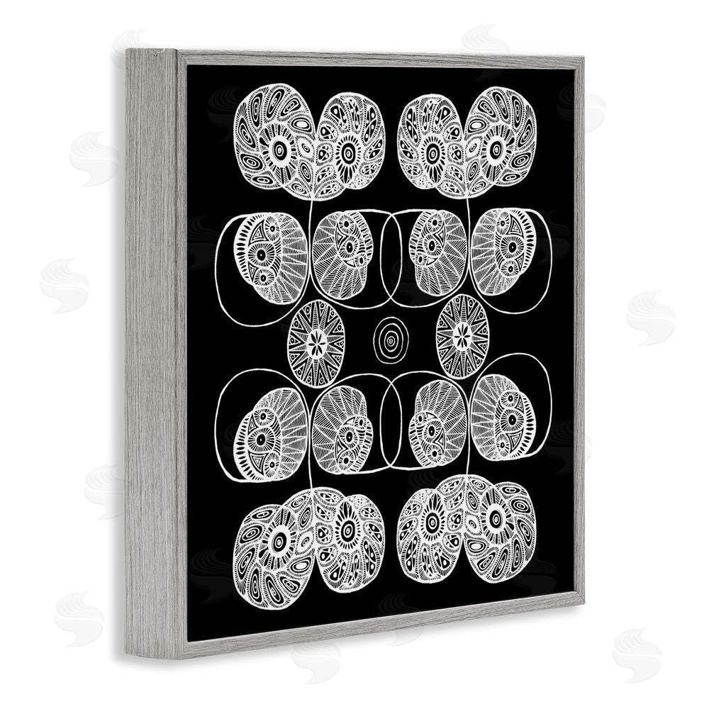 El Perkin Detailed Rounded Elementals Gray Framed Giclee Wall Art Print
