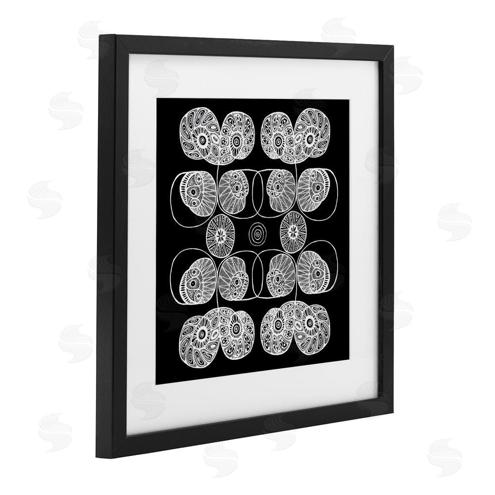 El Perkin Detailed Rounded Elementals Black Framed Print Under Glass with Mat Wall Art