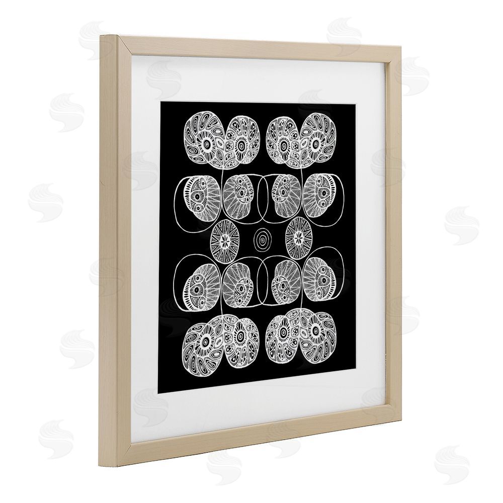 El Perkin Detailed Rounded Elementals Brown Framed Print Under Glass with Mat Wall Art