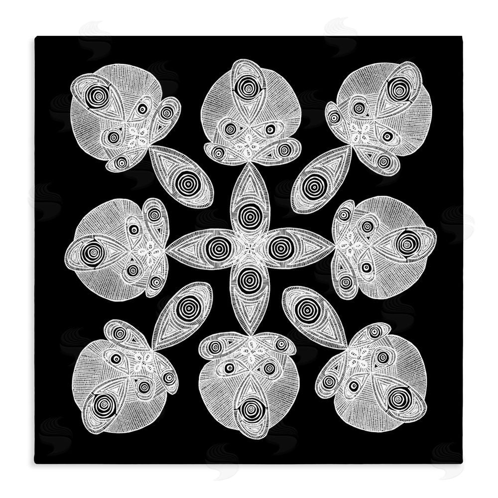 El Perkin Fractal Symmetry in Monochrome Stretched Canvas Wall Art