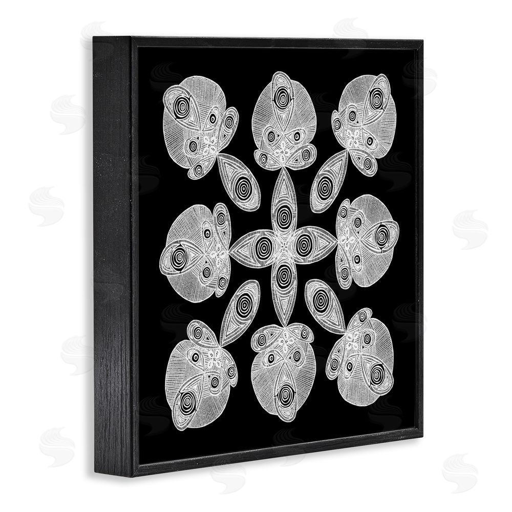 El Perkin Fractal Symmetry in Monochrome Blacked Framed Giclee Wall Art Print