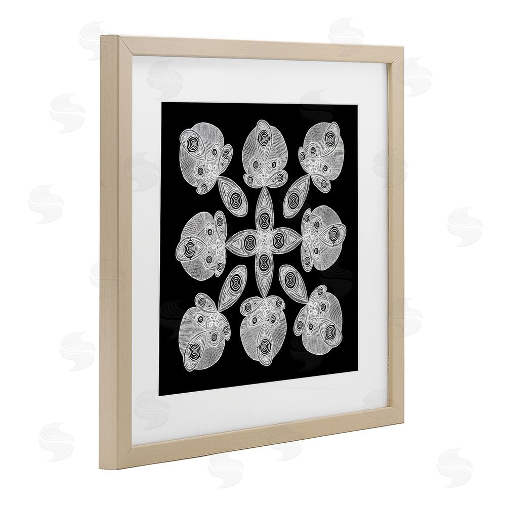 El Perkin Fractal Symmetry in Monochrome Brown Framed Print Under Glass with Mat Wall Art