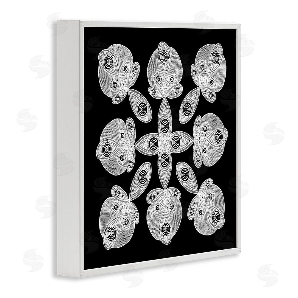 El Perkin Fractal Symmetry in Monochrome White Framed Giclee Wall Art Print
