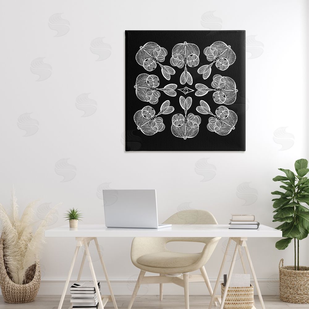 El Perkin Rounded Symmetry Elementals Stretched Canvas Wall Art Print in Room