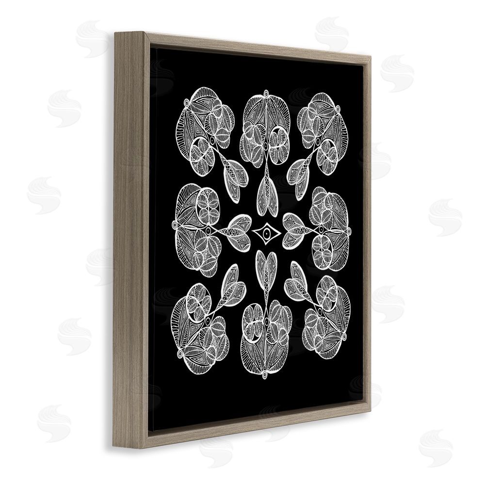El Perkin Rounded Symmetry Elementals Brown Floating Frame Canvas Wall Art Print