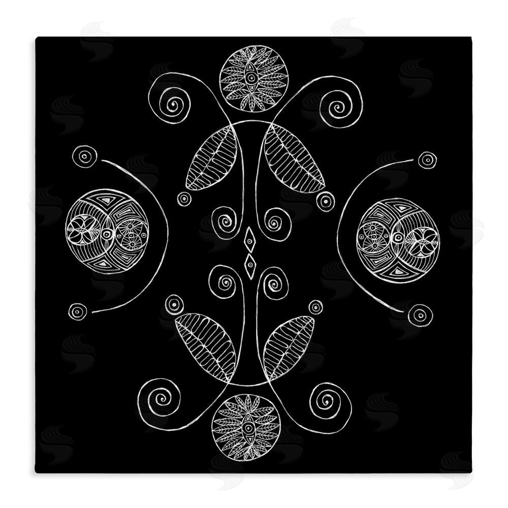 El Perkin Curved Fractals & Leaves Stretched Canvas Wall Art Print