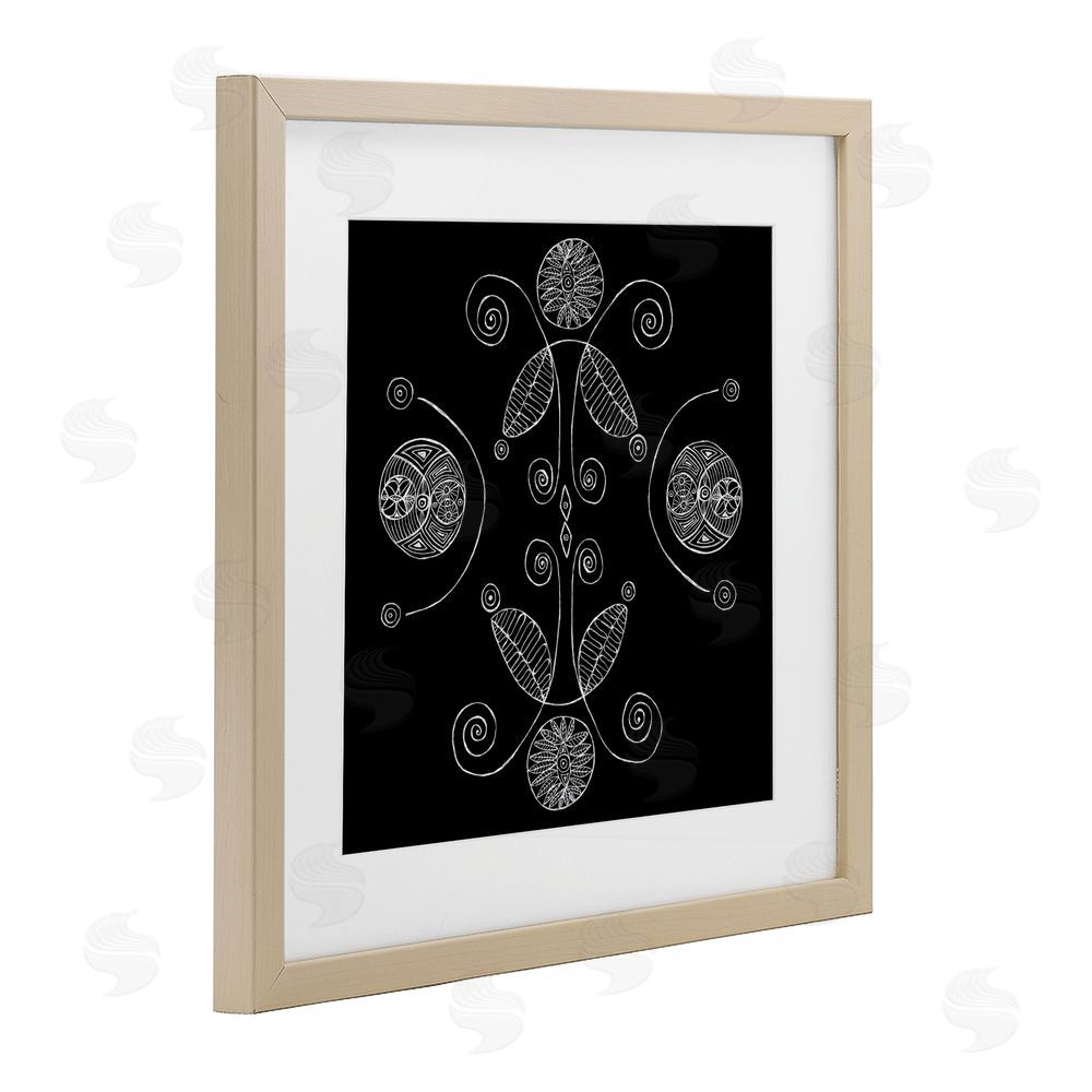 El Perkin Curved Fractals & Leaves Birch Framed Print Under Glass Wall Art
