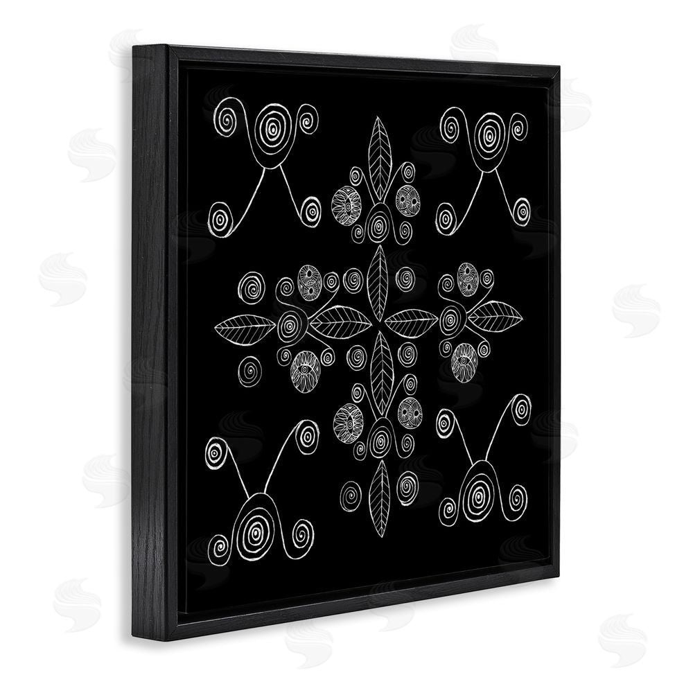 El Perkin Geometrics & Leaf Fractals Black Floating Frame Canvas Wall Art