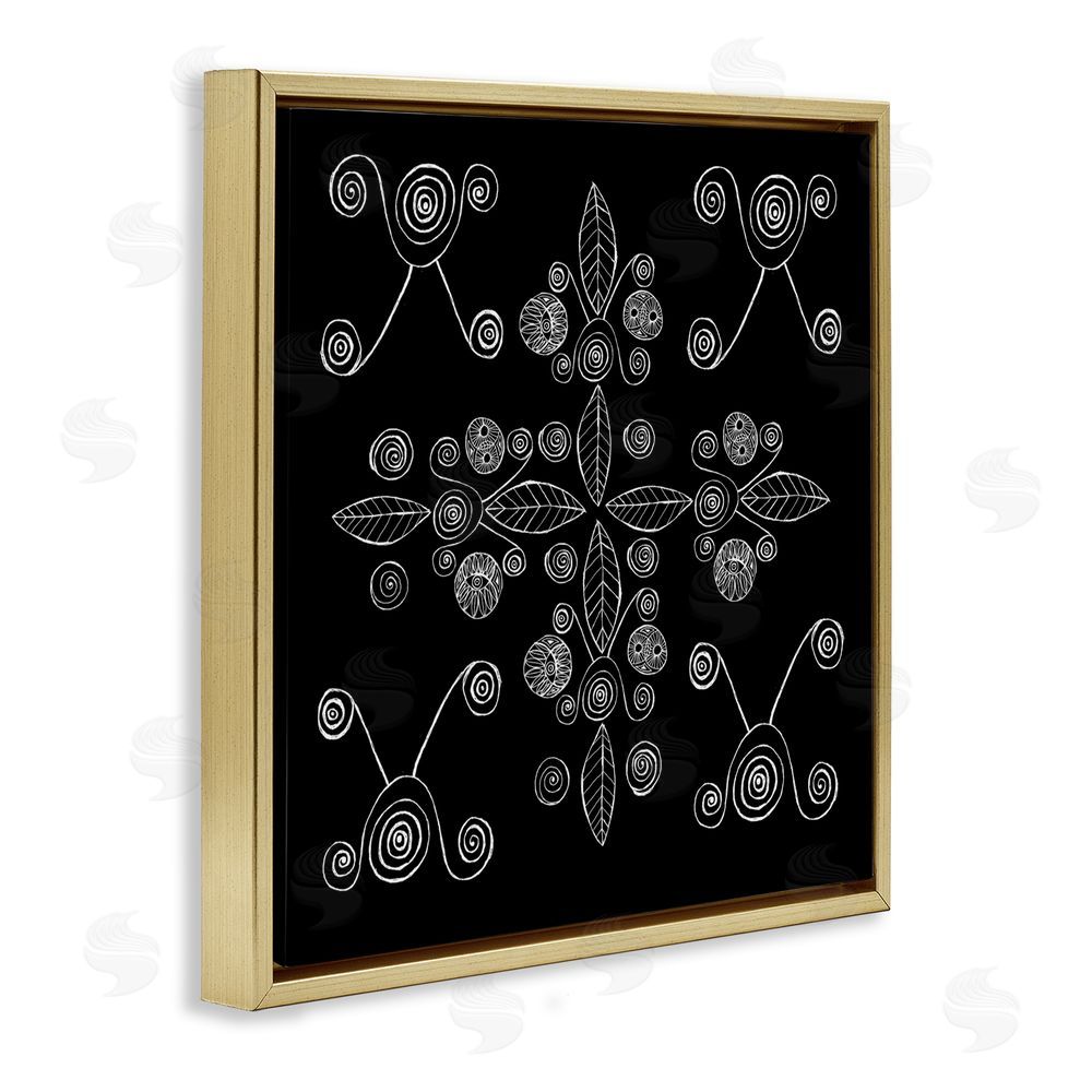 El Perkin Geometrics & Leaf Fractals Gold Floating Frame Canvas Wall Art